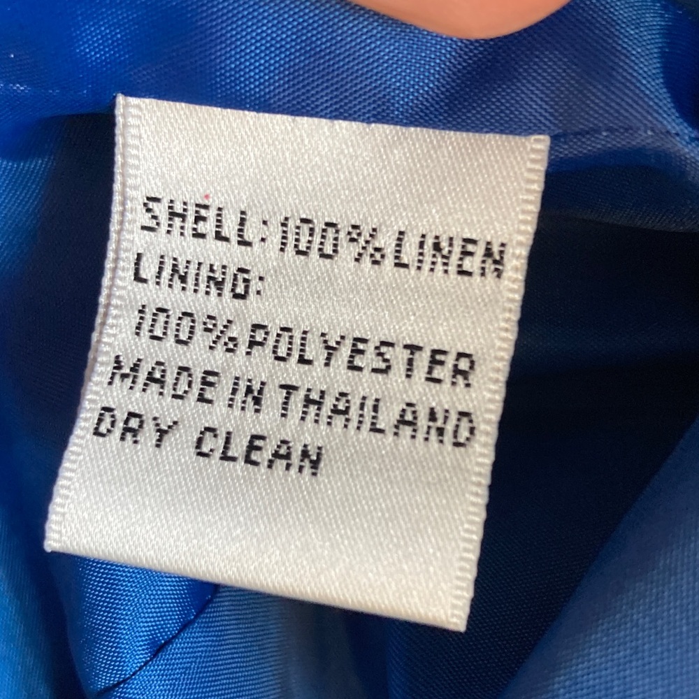 Vintage 90s Talbots Petites Royal Blue Irish Linen Blazer Preppy Jacket sz 12P - Picture 12 of 12